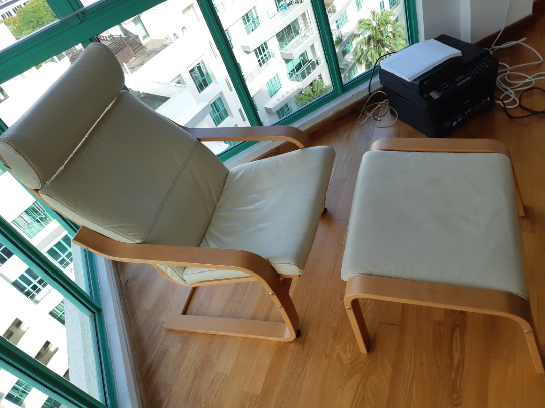 Ikea Poang Cream Eggshell Leather Chair And Footstool Furniture Tables Chairs On Carousell Red inside and for outside white color we assure.
