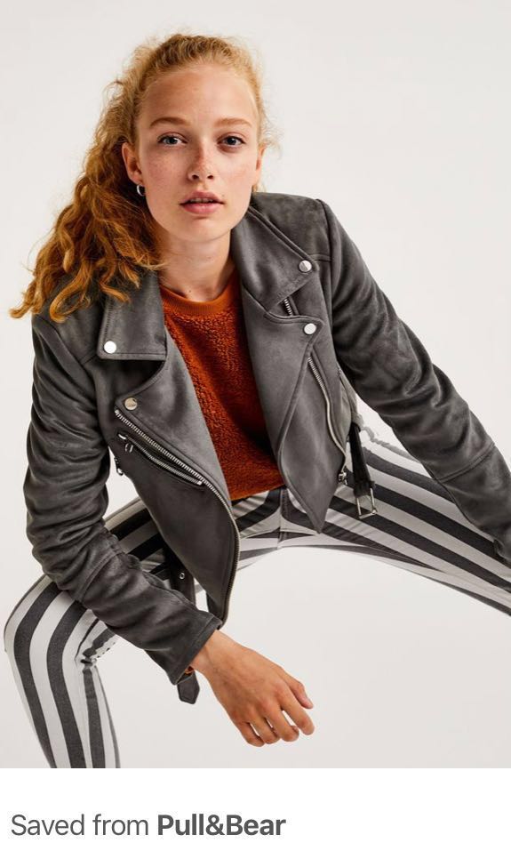 pull and bear faux suede biker jacket