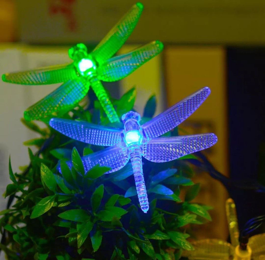 Outdoor Dragonfly Solar String Lights 16ft 20 Led 2 Modes Fairy Photo