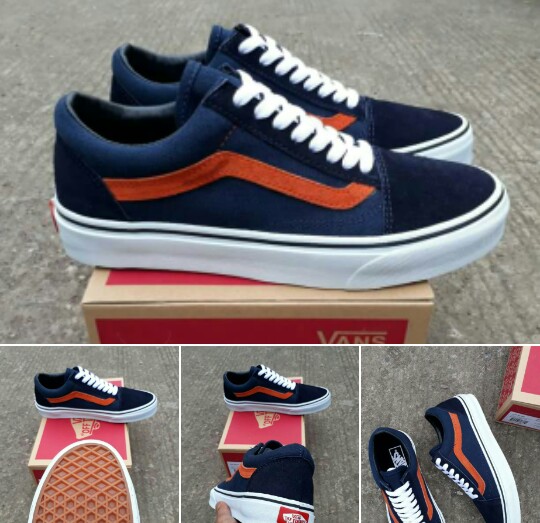 navy and orange vans