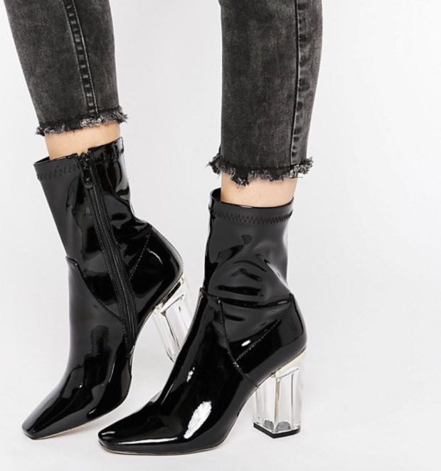Public desire top black ankle boots