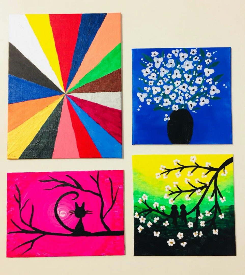 Set Of 4 Small Canvas Paintings Design Craft Artworks On Carousell