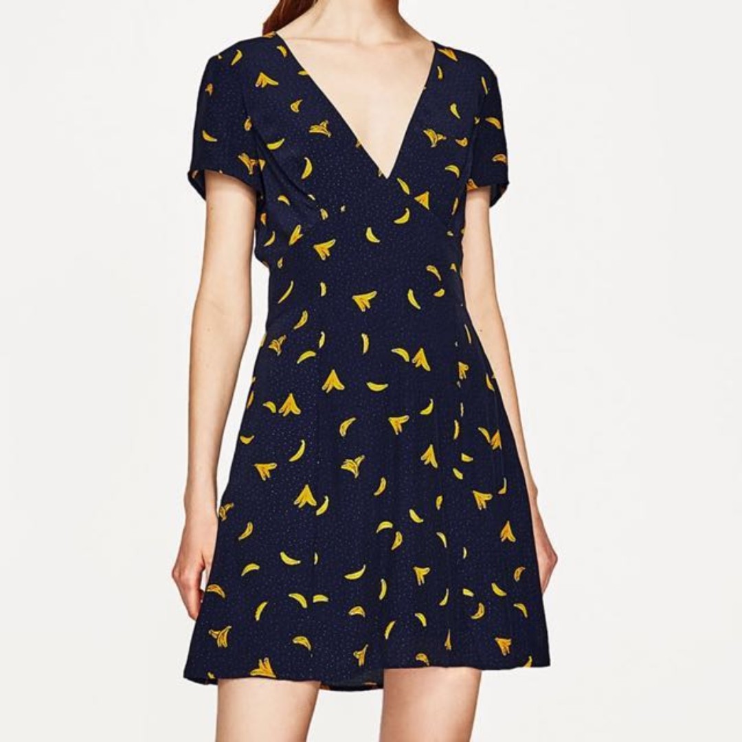 banana print dress zara