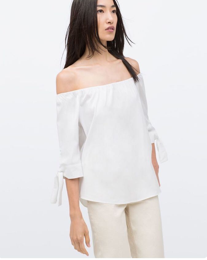 Zara white off-shoulder top, Women's 