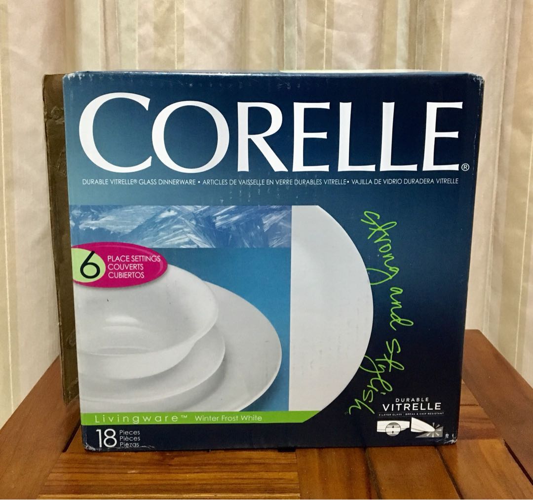 18 Pieces Corelle Livingware Dinnerware Set Winter Frost White