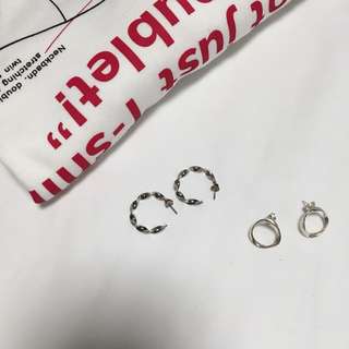 全新韓國帶回 純銀不規則耳環