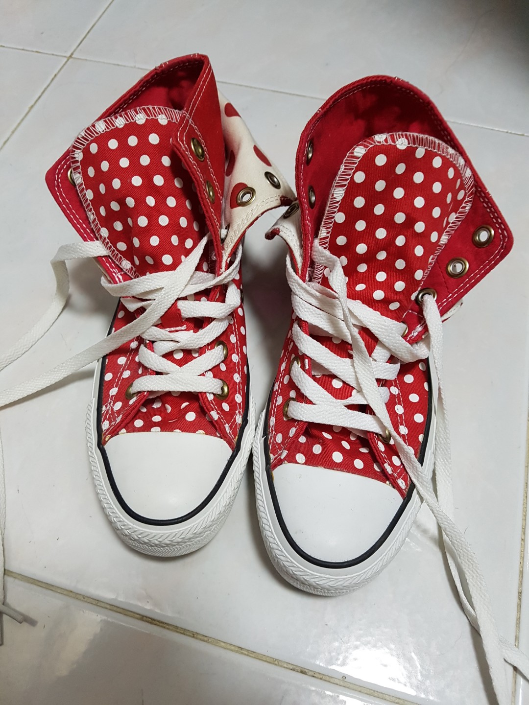 Converse All Star CT AS2 FOLD HI VARSITY RED Polka Dot Womans Shoes Sneaker us6 uk4