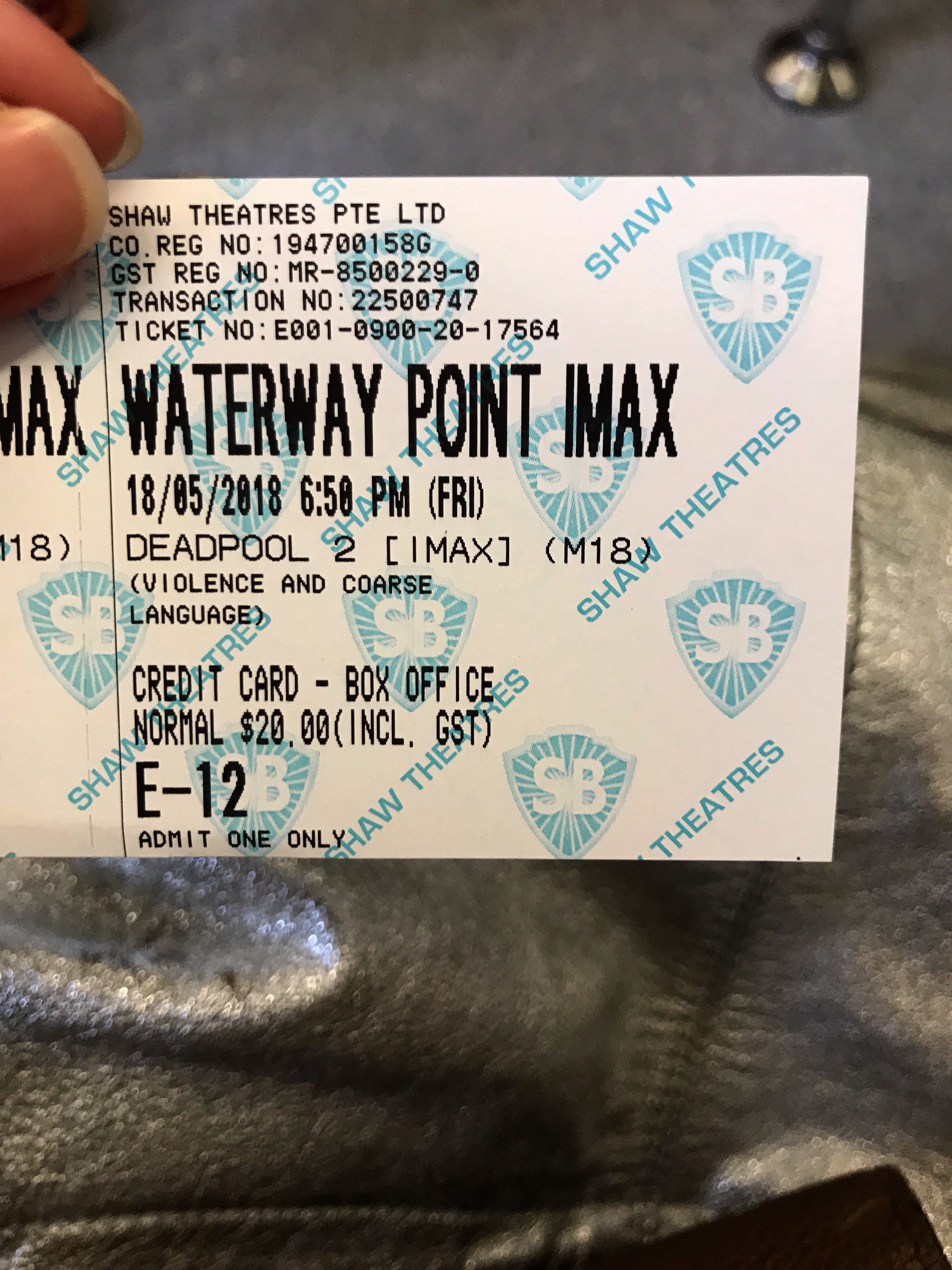 Deadpool 2 One Imax Movie Ticket Waterway Point Entertainment Events Concerts On Carousell Anchorpoint bedok point causeway point century square changi city point cross street exchange eastpoint mall hougang mall northpoint city. deadpool 2 one imax movie ticket waterway point