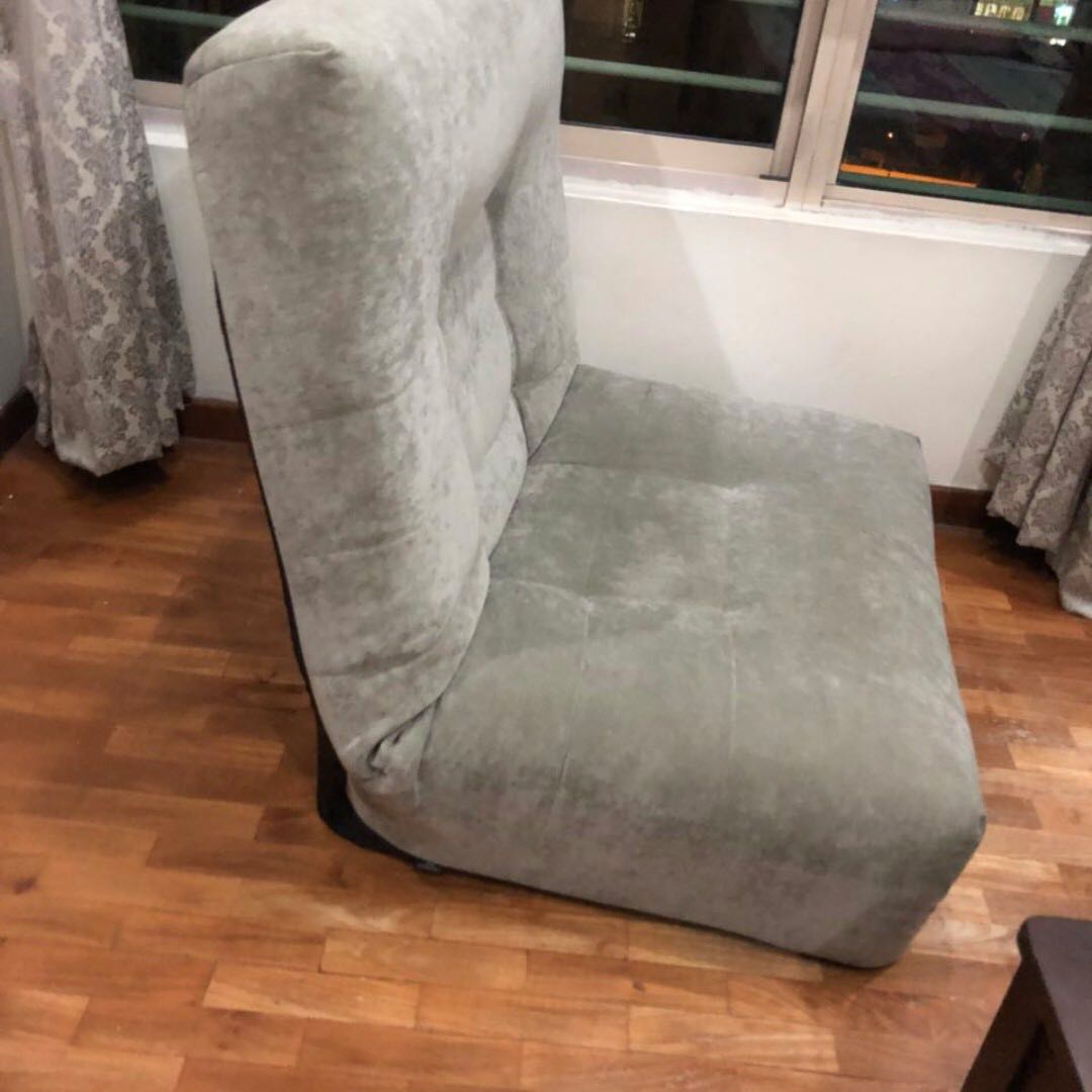 Grey Velvet Recliner Sofa, Furniture & Home Living, Furniture, Sofas on