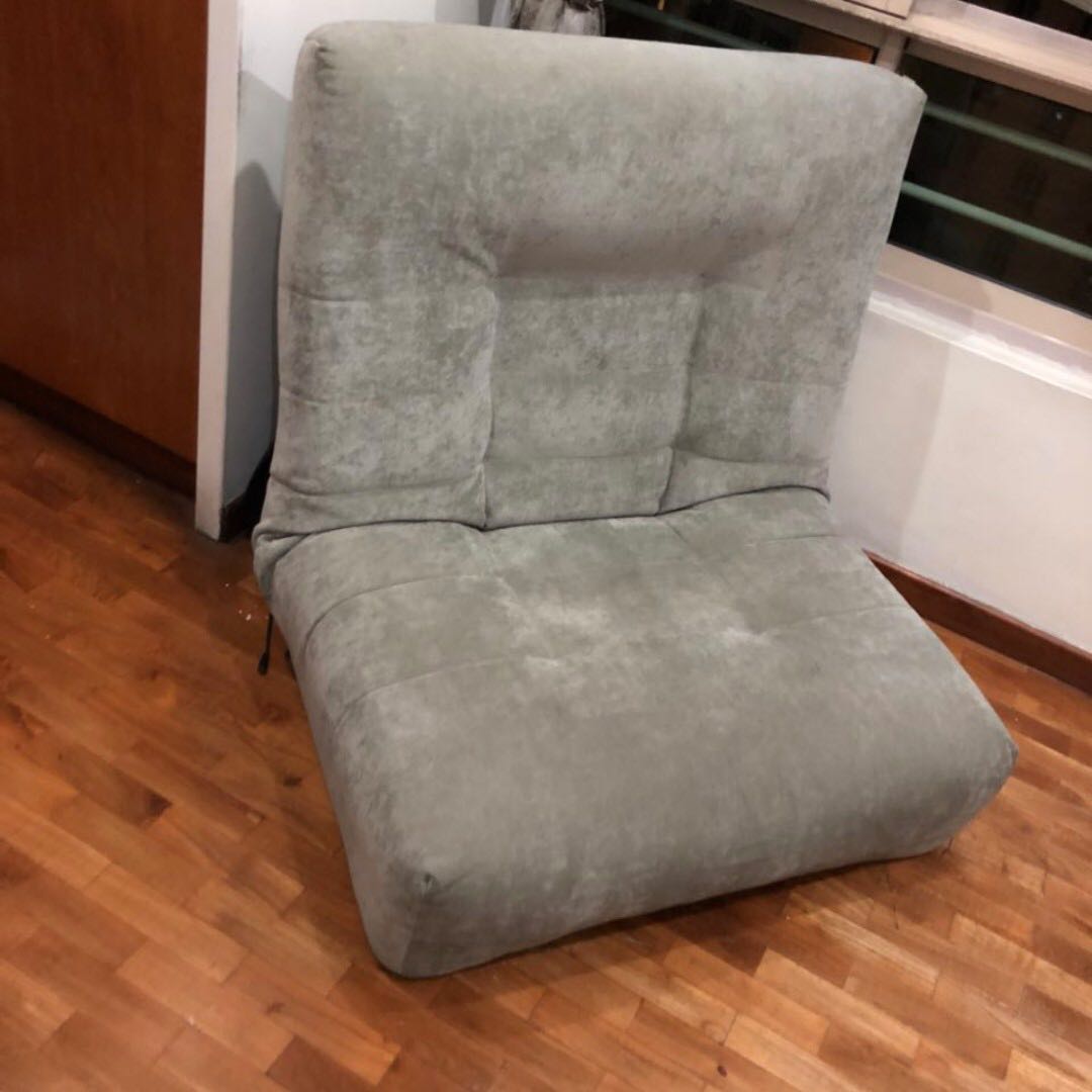 Grey Velvet Recliner Sofa, Furniture & Home Living, Furniture, Sofas on