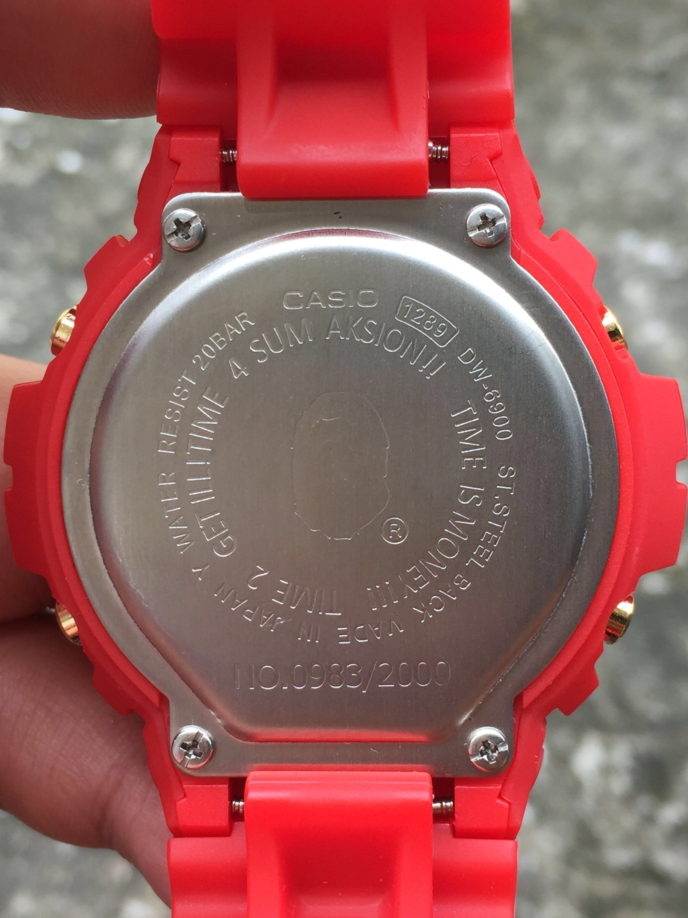 G SHOCK DW6900 BAPE RED Men s Fashion Watches Accessories