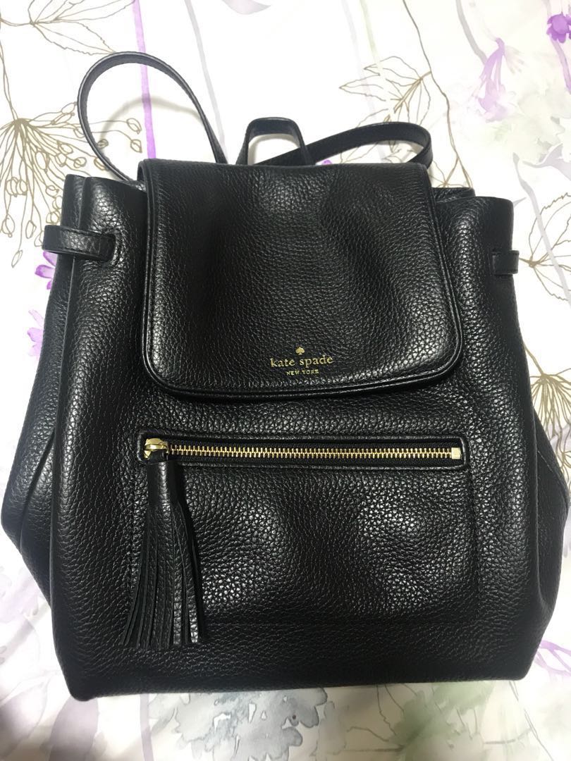 Kate Spade Black BackPack (Leather), Women's Fashion, Bags & Wallets,  Purses & Pouches on Carousell