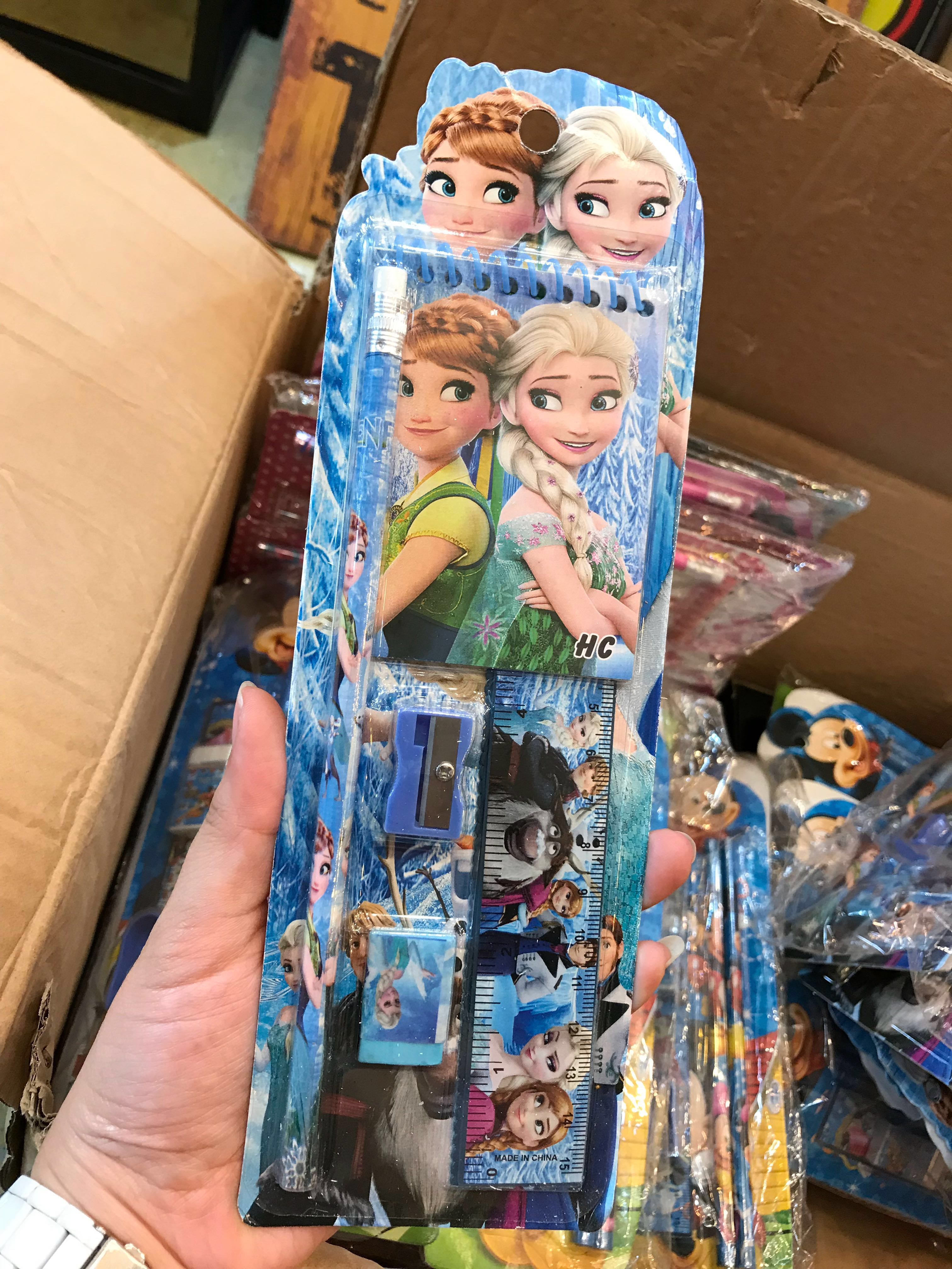 [Party][Door Gift] 5 in 1 stationery set Frozen Princess Hello Kitty Cars Spiderman Mickey Books & Stationery Stationery on Carousell