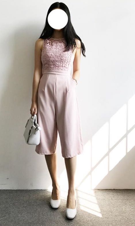 pastel pink jumpsuit