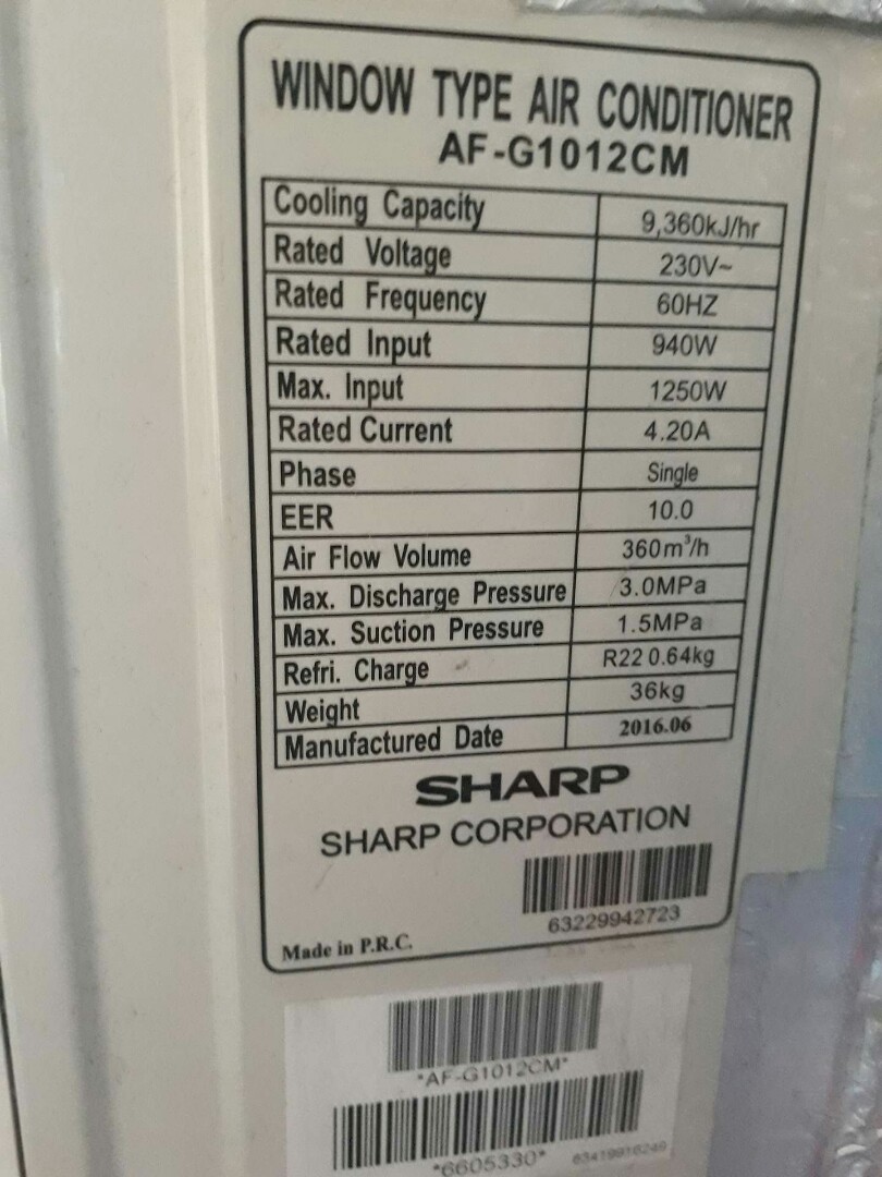 sharp aircon af g1012cm