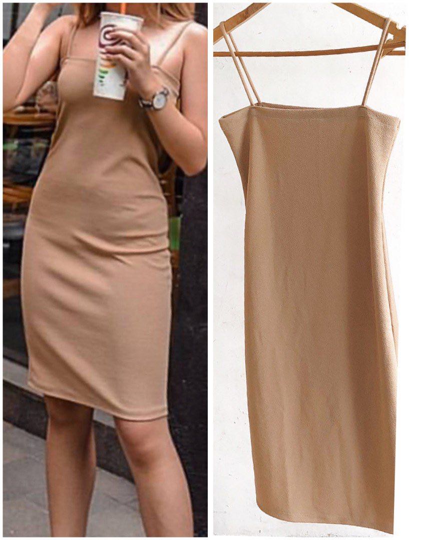 bodycon straight neck dress