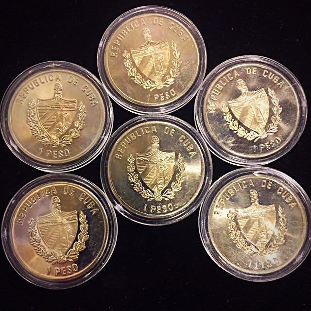 1995 Cuba Pirates Of The Caribbean 1 Peso Cupronickel 6 Pieces Coin 