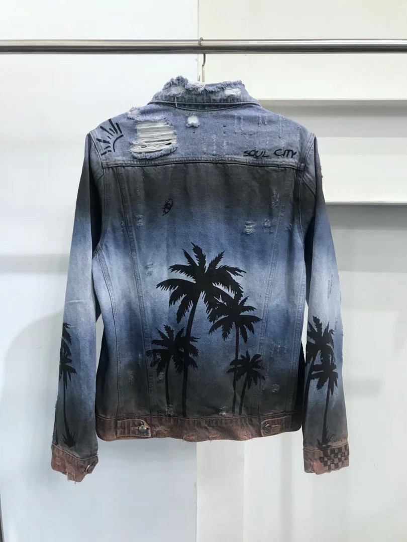 amiri palm tree denim jacket