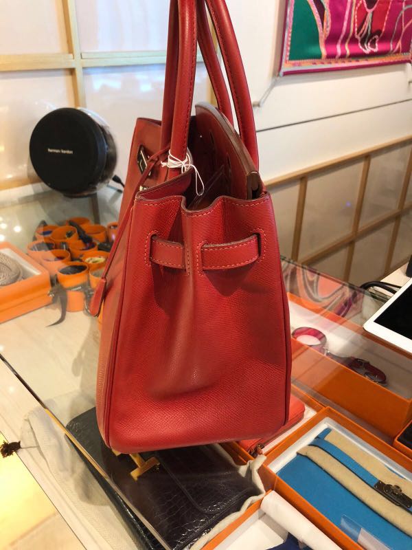 Hermes Birkin 35 Rouge Garance K Stamped Handbag