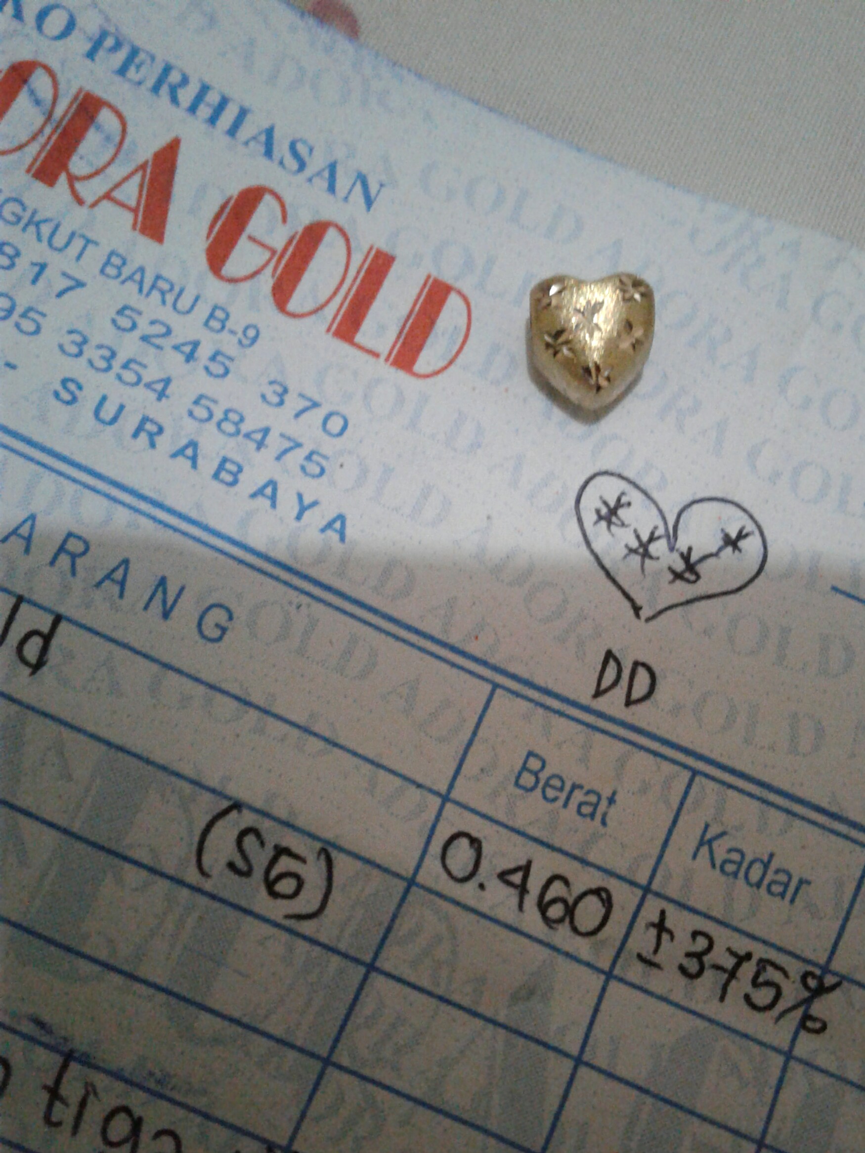 Liontin Love Masukan Emas Muda 375 Fesyen Wanita Perhiasan Di