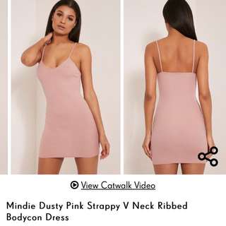 Pink ribbed bodycon dress size 6