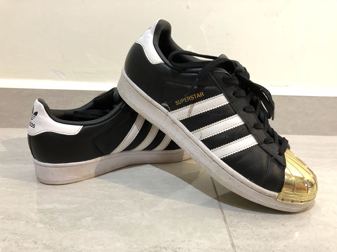 Adidas Superstar black gold, Women's Fashion, Shoes, Sneakers on Carousell