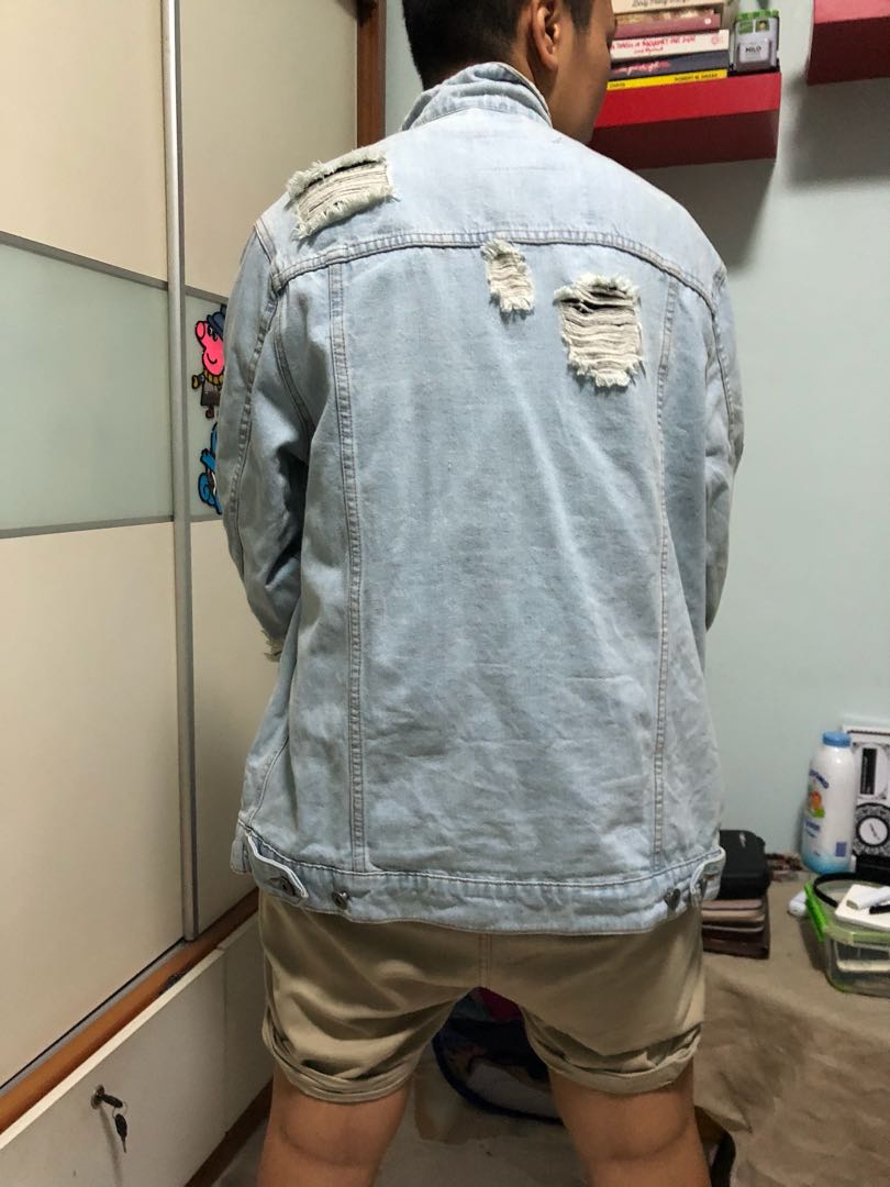Denim Jacket ripped, Men's Fashion, Coats, Jackets and Outerwear on ...