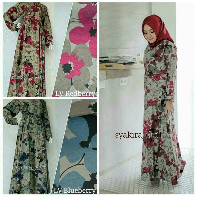Gamis Katun Jepang Bluberry Bahan Katun Japan Design Tokai Senkok Fesyen Wanita Muslim Fashion Di Carousell