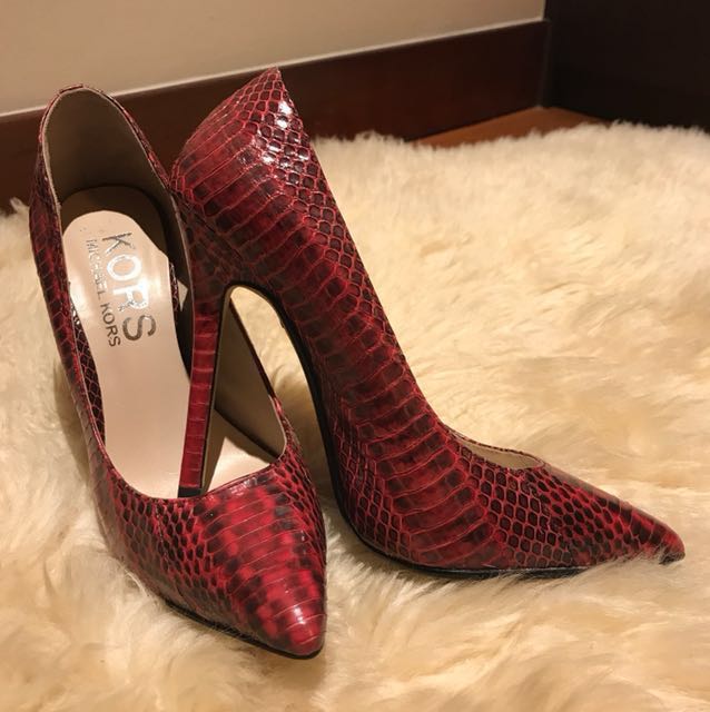 michael kors red snakeskin shoes