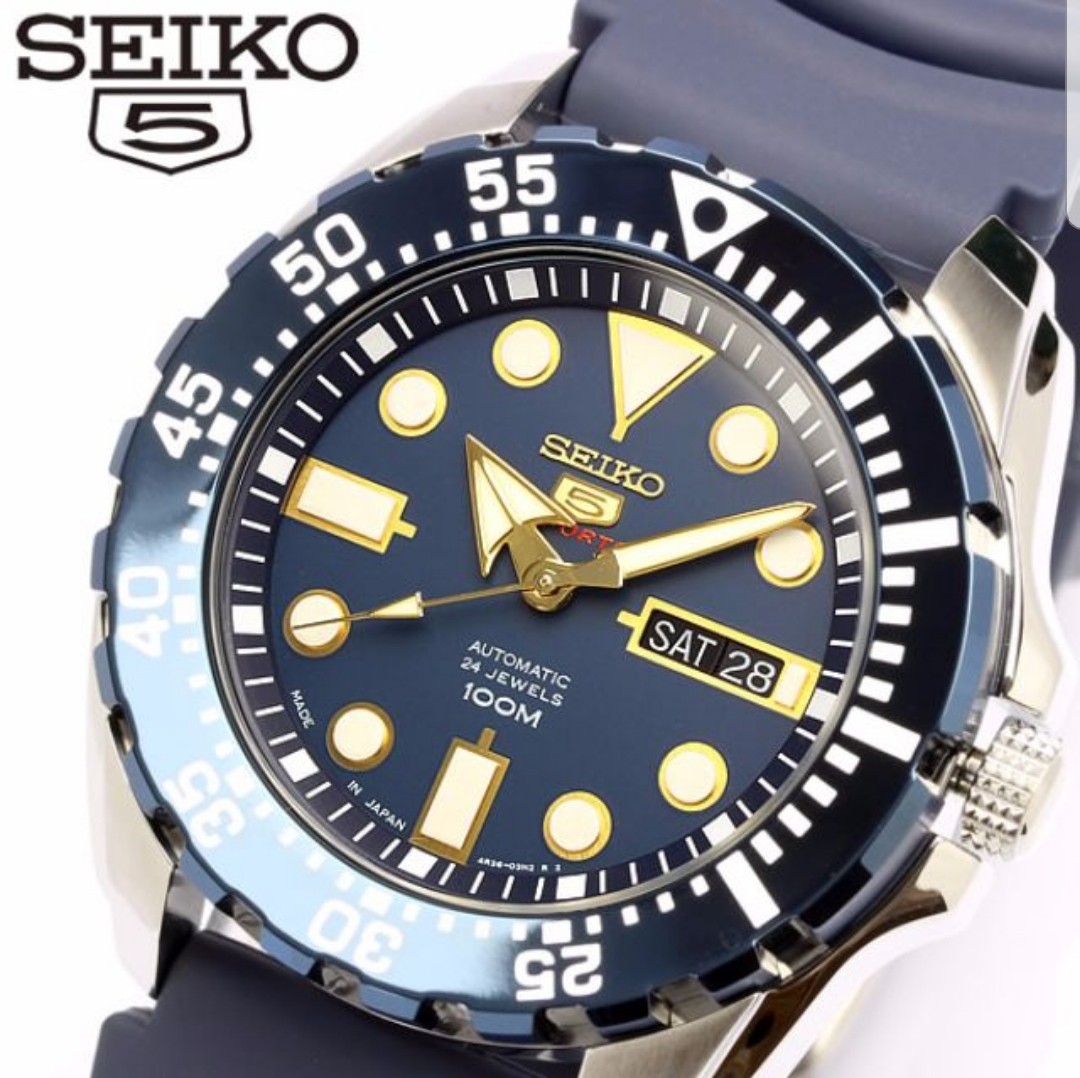 seiko 5 sports automatic rubber strap