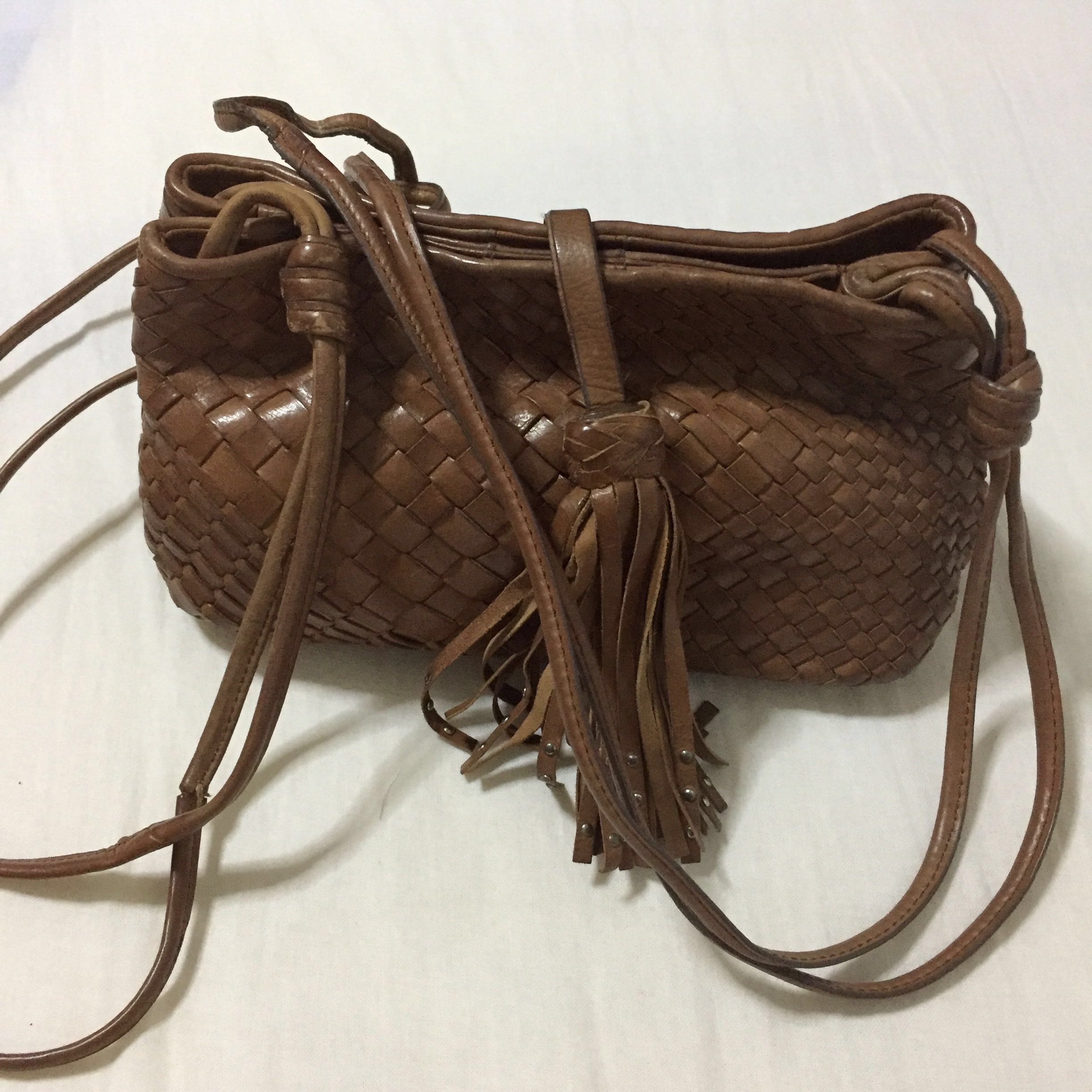 massimo dutti braided leather bolsa