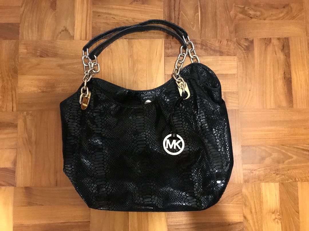 Michael kors black snakeskin shoulder bag on sale