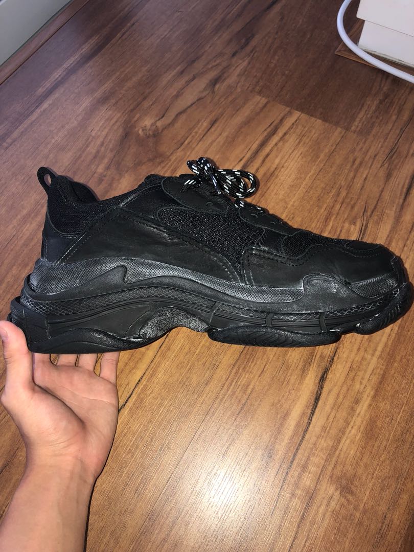 Ua Balenciaga Triple S Black Men S Fashion Footwear On Carousell
