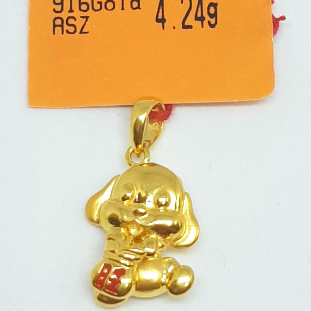916 Gold Cute Dog Pendant, Women's