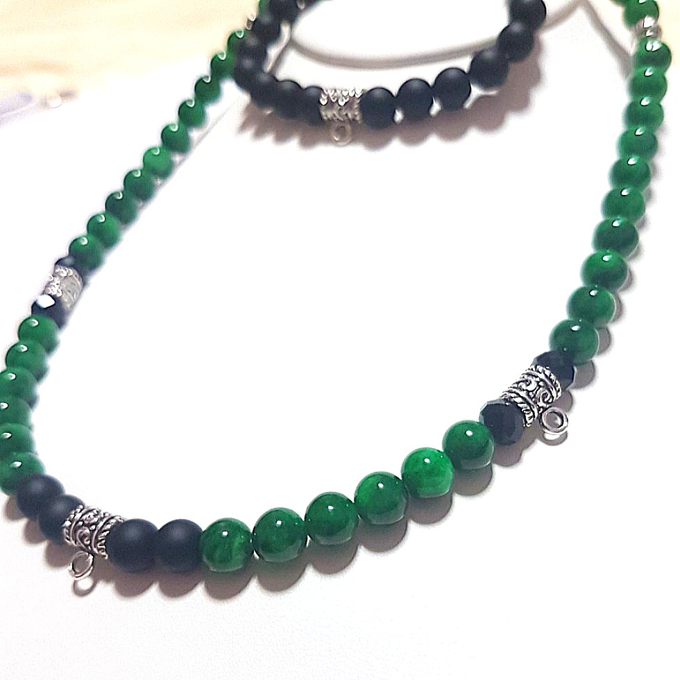 Amulet necklace African jade with matt black 3 1hook Everything
