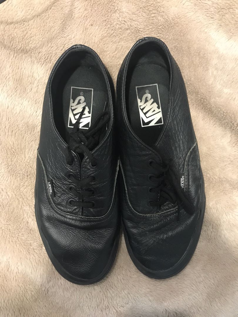 black leather vans size 8