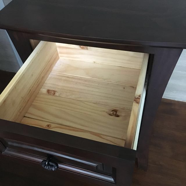 CANBERRA 3 Drawer 100 Solid Wood Bedside Table, Furniture & Home