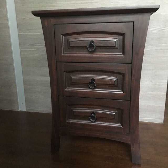 CANBERRA 3 Drawer 100 Solid Wood Bedside Table, Furniture & Home Living, Furniture, Tables
