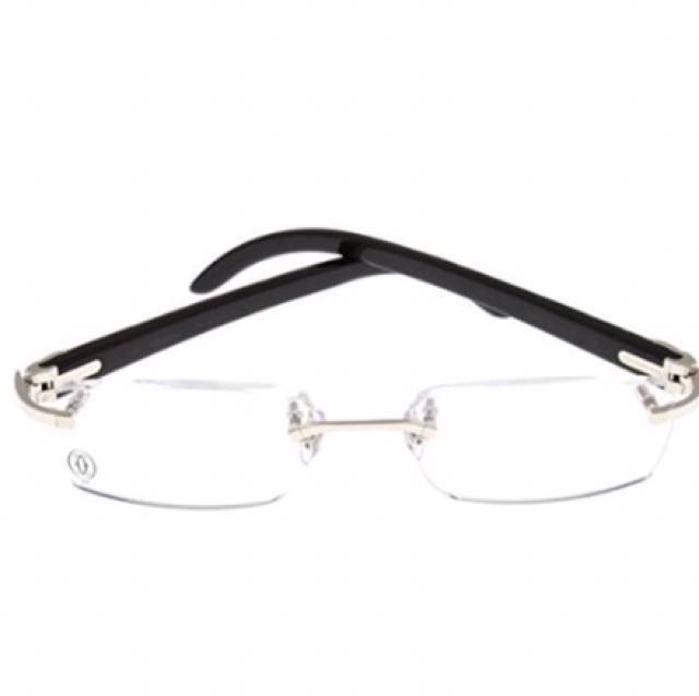 Cartier prescription eyeglasses frames black horn t8100904 rimless new arrivals