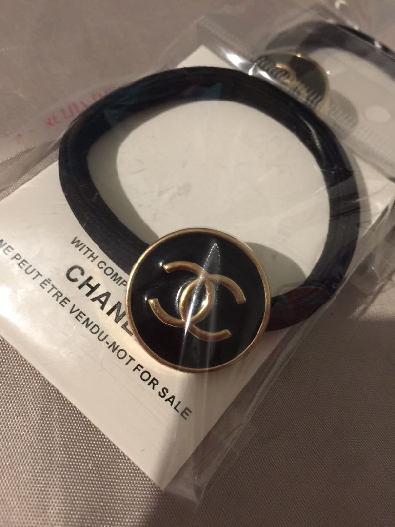 Chanel Vip Gold And Black Hair Tie Women S Fashion Accessories
