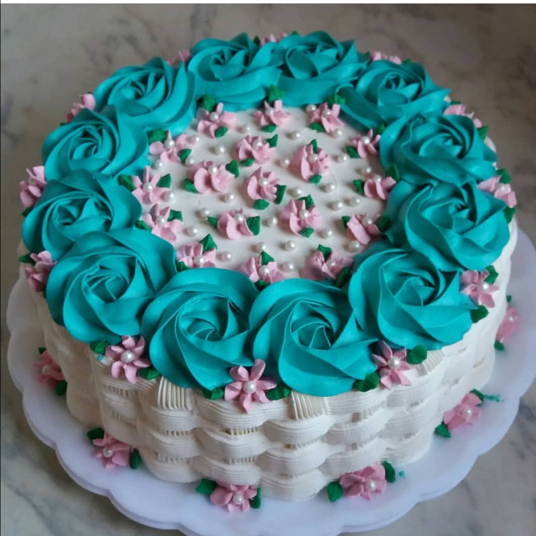 Floral Basketweave Cake - Wilton