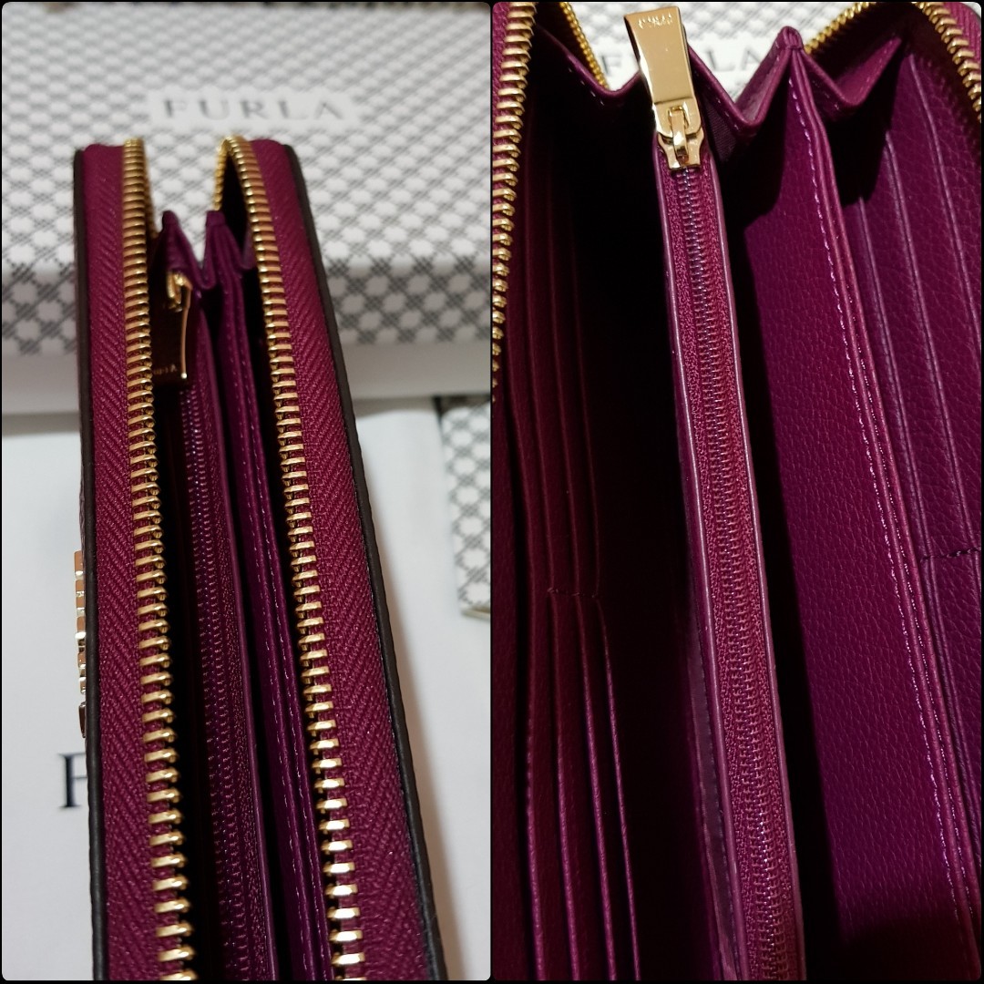 Furla Babylon XL Zip Around Long Wallet (Purple) (Authentic 