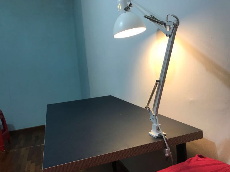 IKEA study table and lamp Dimensions H74cm/W60cm/L120cm, Furniture