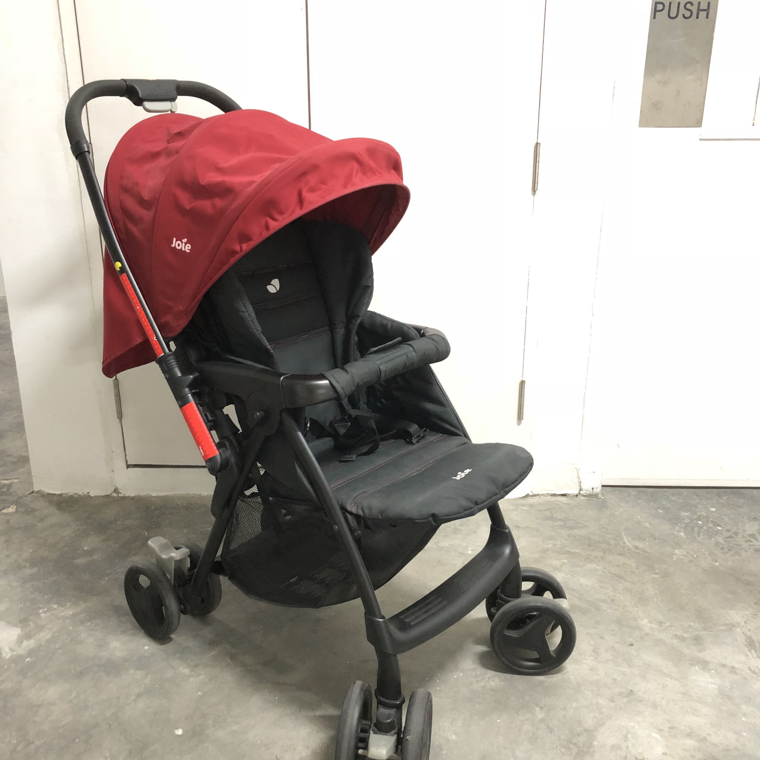 joie red and black stroller