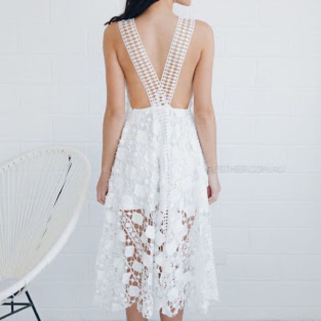 mossman white lace dress