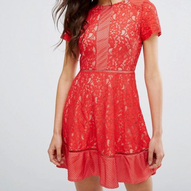 oasis red lace dress