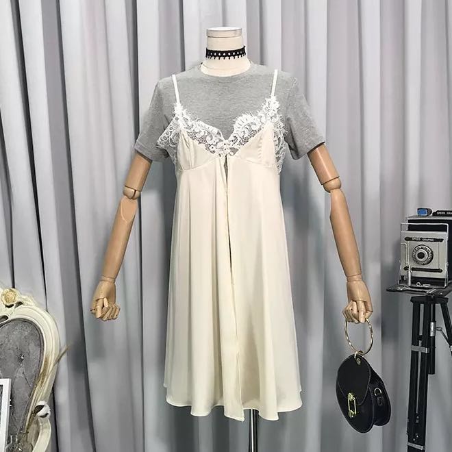 cream overall dress