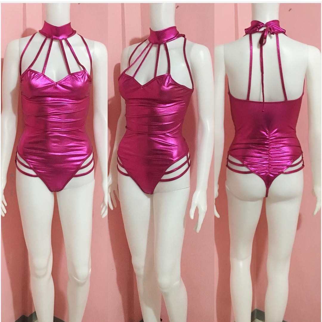 pink metallic bodysuit