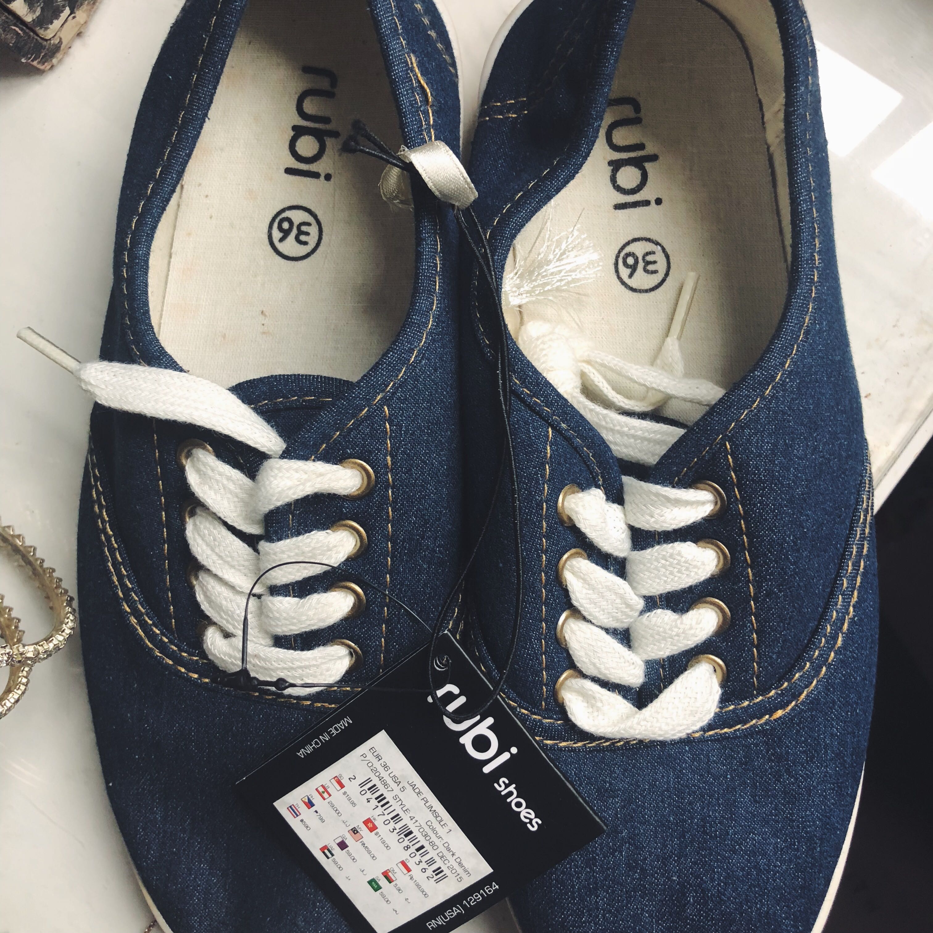 Rubi Dark Denim Shoes, Women's Fashion