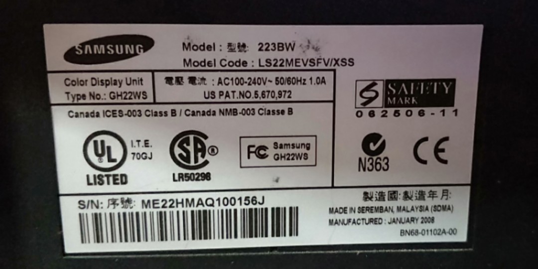 samsung 223bw monitor